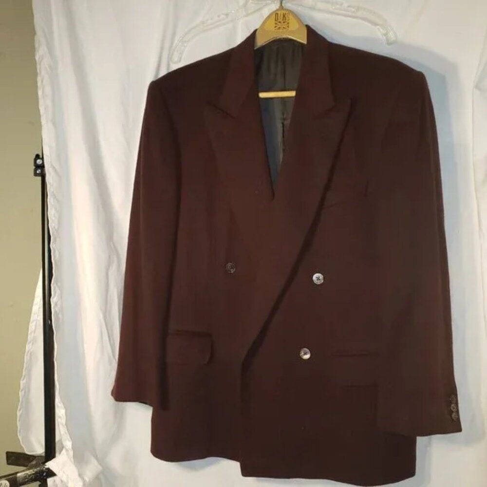 Ermenegildo Zegna Men's Pure Cashmere Blazer in a Maroon/Brown - 52 Reg